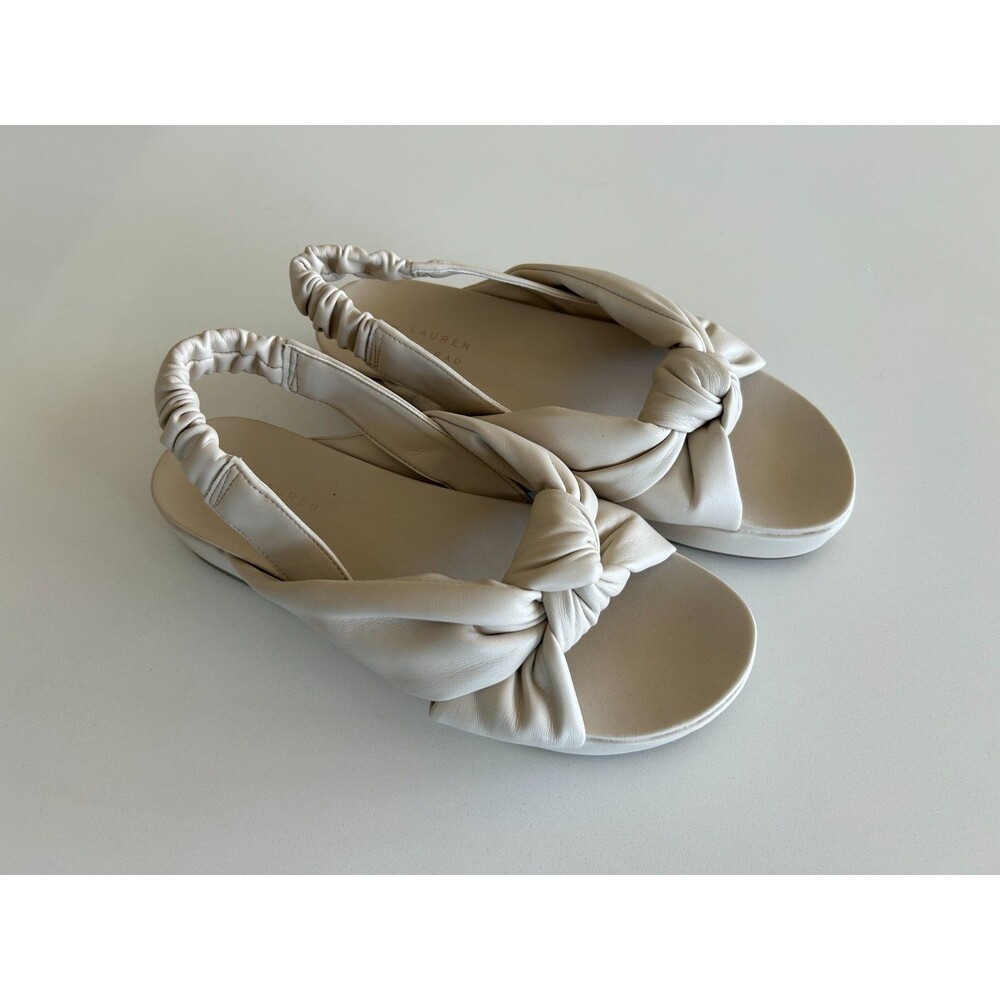 LC Lauren Conrad Women's Cream Knotted Slingback Platform Sandals Slip On